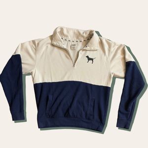Pink (Victoria Secret) White & Blue quarter zip (XS)